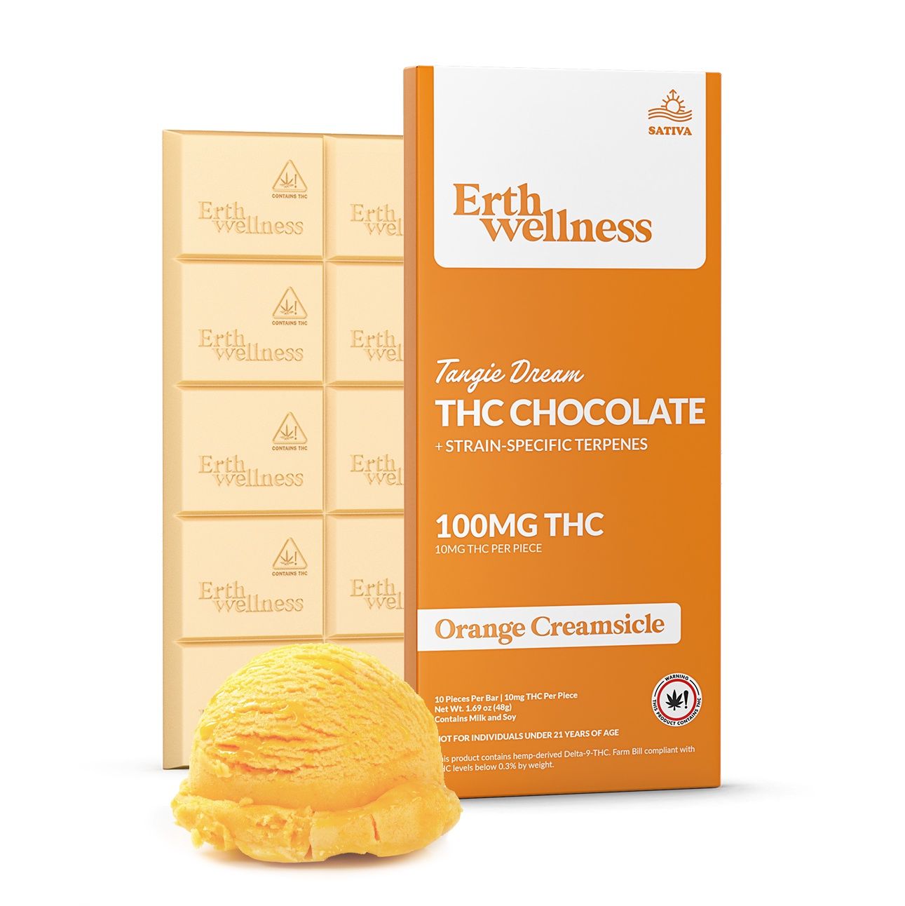 Erth Wellness Delta 9 Chocolate Bar - 100mg  Tangie Dream