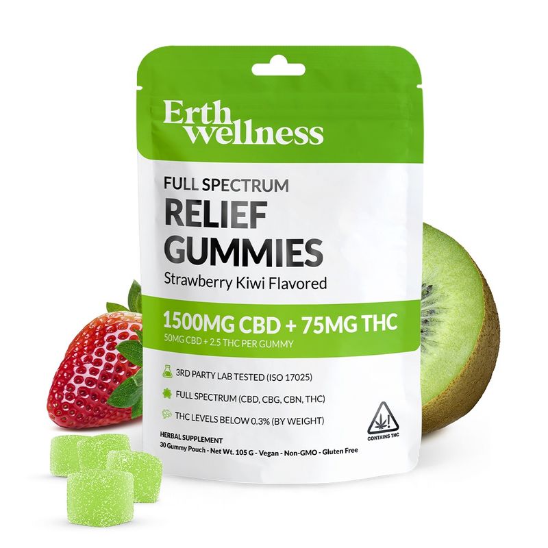 Erth Wellness Relief Gummies 1500mg CBD and 75mg THC