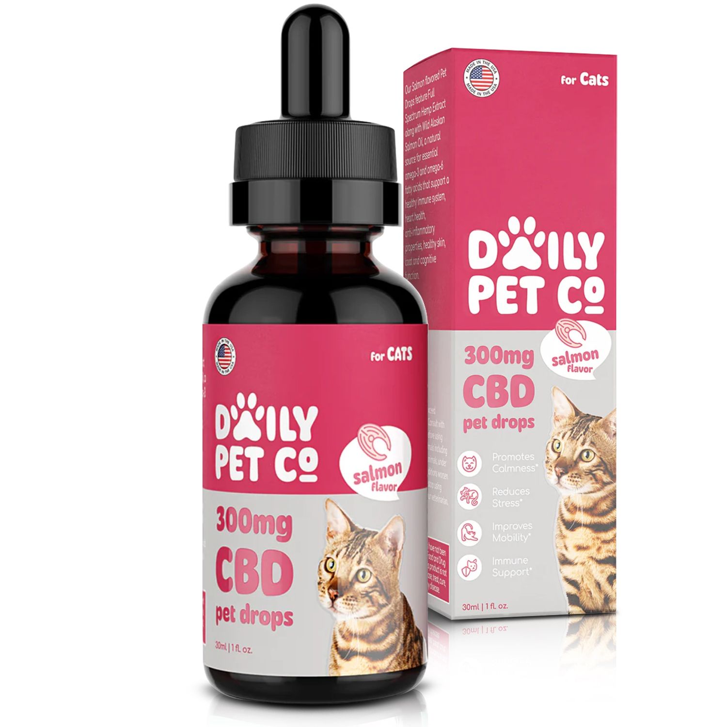 Daily Pet Co. CBD Oil for Cats - 300mg CBD Salmon Flavored