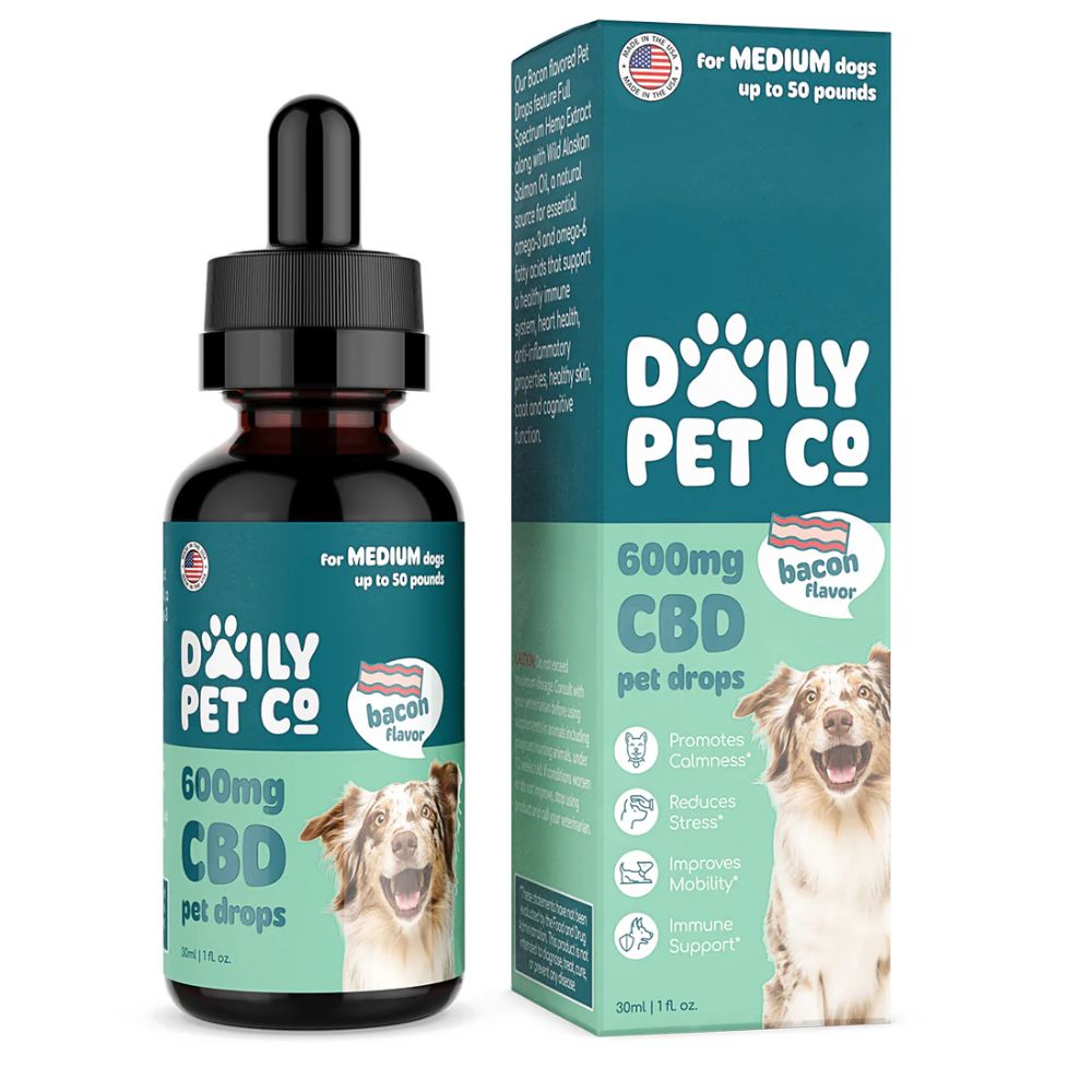 Daily Pet Co. CBD Oil for Dogs - 600mg CBD Bacon Flavored