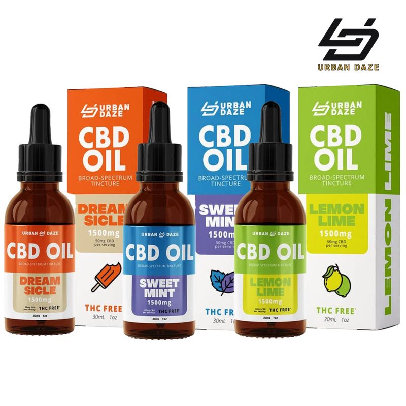 Urban Daze Broad Spectrum CBD Tincture Oil 1500MG 3 Flavors