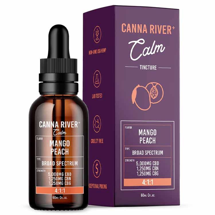 Canna River CBD Calm Tincture 4:1:1 5000MG CBD + 1250MG CBN + 1250MG CBG, Flavor: Mango Peach