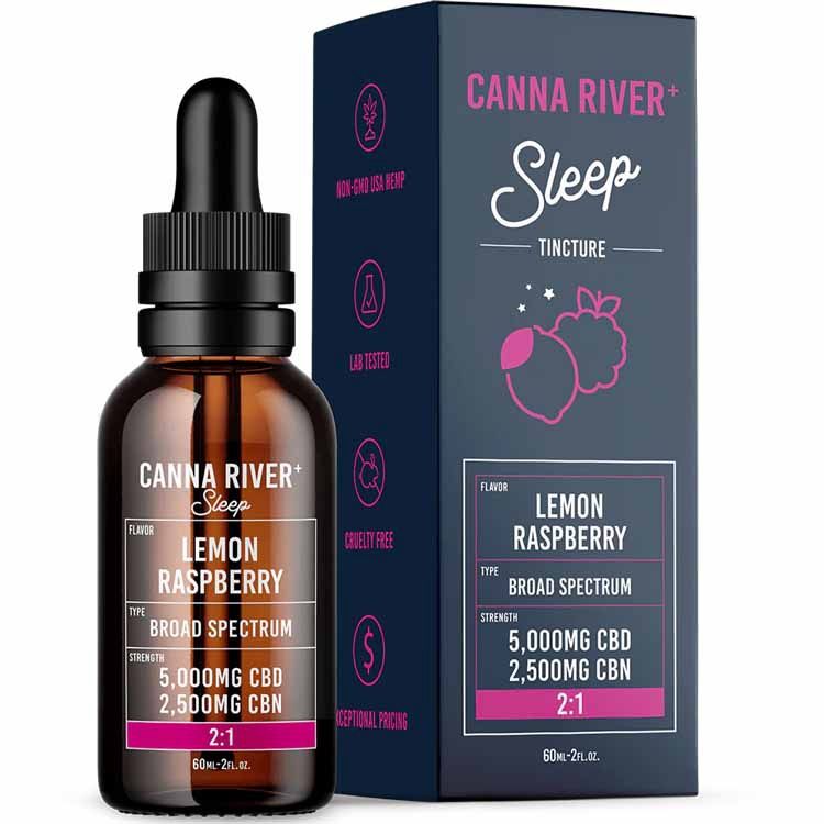 Canna River CBD Sleep Tincture 2:1 5000MG CBD + 2500MG CBN, Flavor: Lemon Raspberry