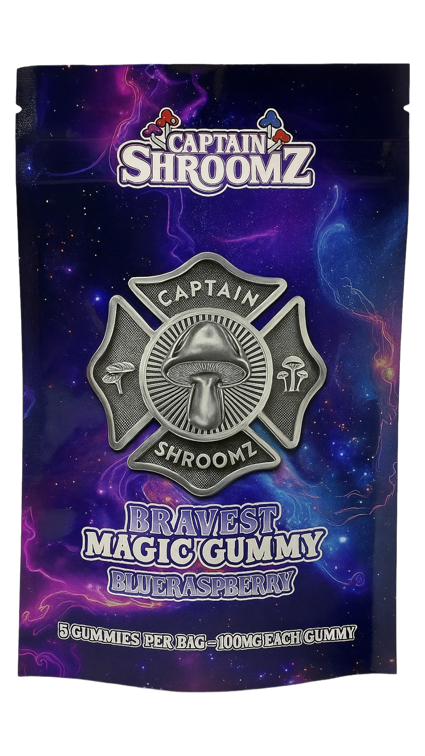Captain Shroomz Bravest Magic Gummy Blue Raspberry 5G