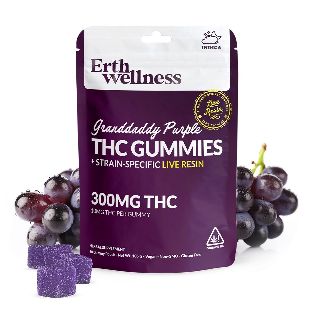 Erth Wellness Strain Specific THC Gummies 300mg, Strain: Live Resin Granddaddy Purple