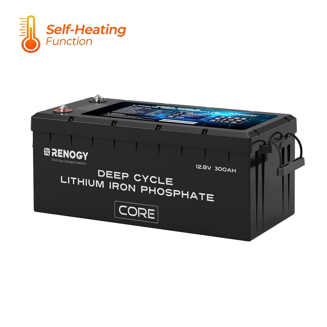 RBT12300LFPSH-CA Core- 12V 300Ah Deep Cycle Lithium Iron Phosphate Battery with self-heating function