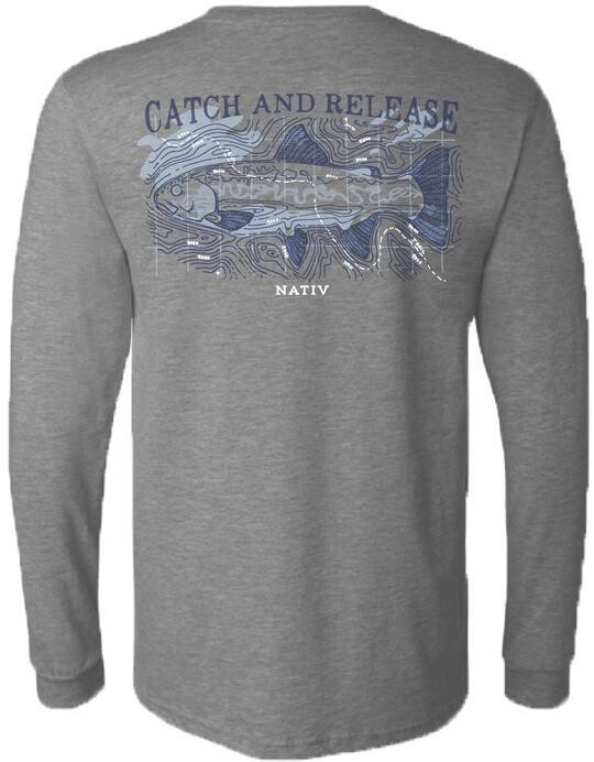 Nativ Topo Trout L/S T-Shirt, Color: Deep Heather Grey, Size: S
