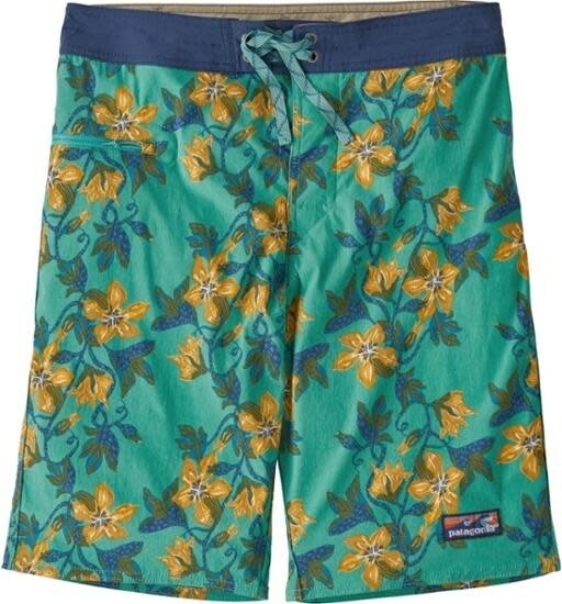Patagonia M&#39;s Stretch Wavefarer Volley Shorts - 21 in., Color: Squash Blossom Light Beryl Green (SBLG), Size: 32