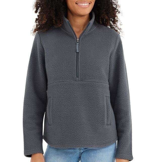 Free Fly W&#39;s Bamboo Sherpa Fleece Half Zip, Color: Iron Grey, Size: S