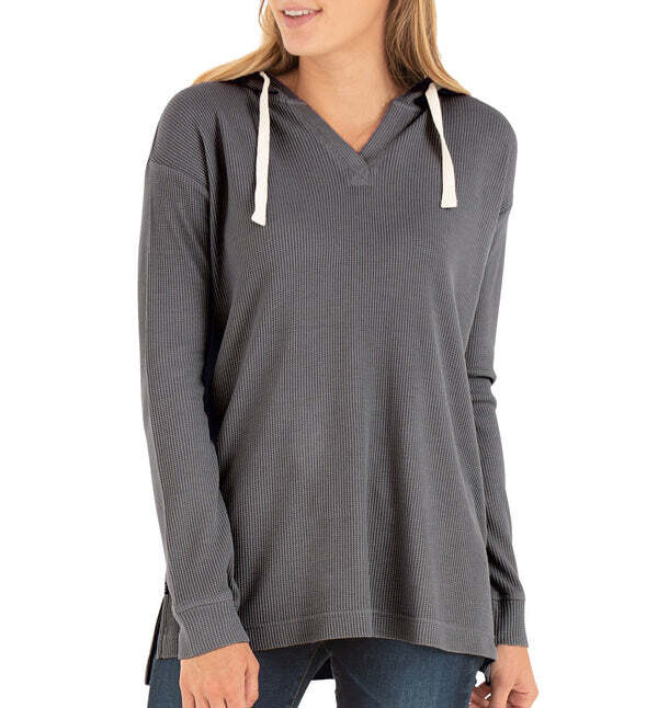 Free Fly W&#39;s Bamboo Waffle Hoody, Color: Steel Grey, Size: S