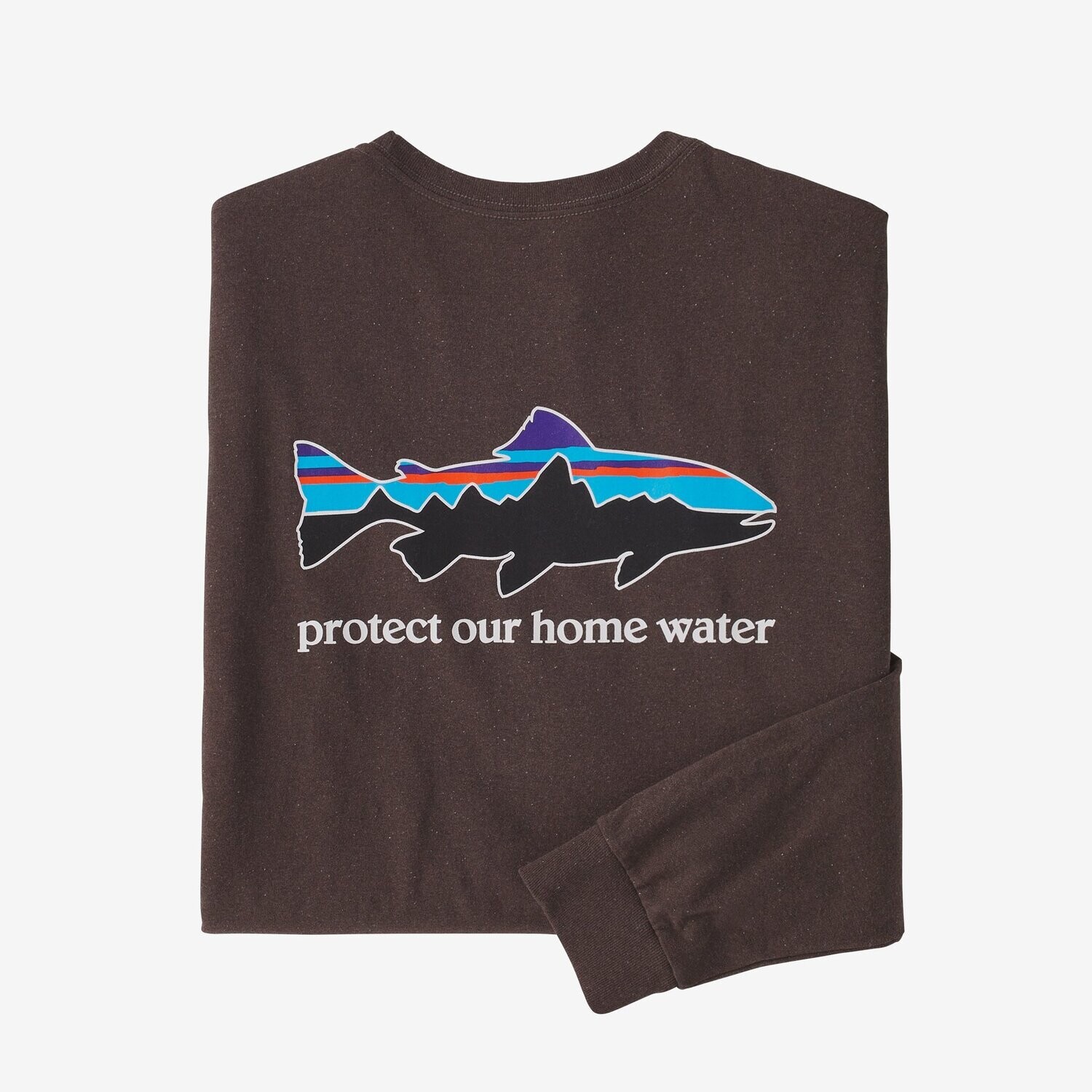 Patagonia M&#39;s Long-Sleeved Home Water Trout Responsibili-Tee, Color: Cone Brown (CNBR), Size: S