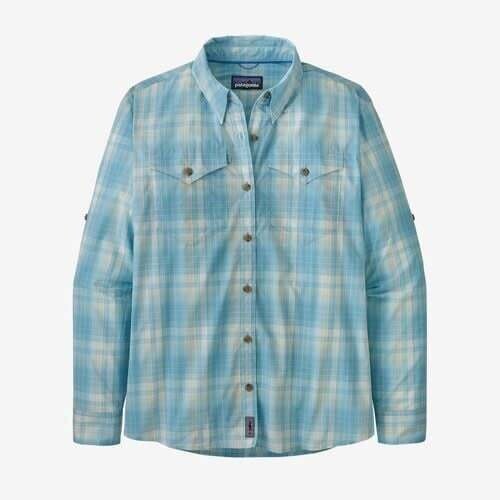 Patagonia W&#39;s Long-Sleeved Sun Stretch Shirt, Color: Minnow: Lago Blue (MWLA), Size: S