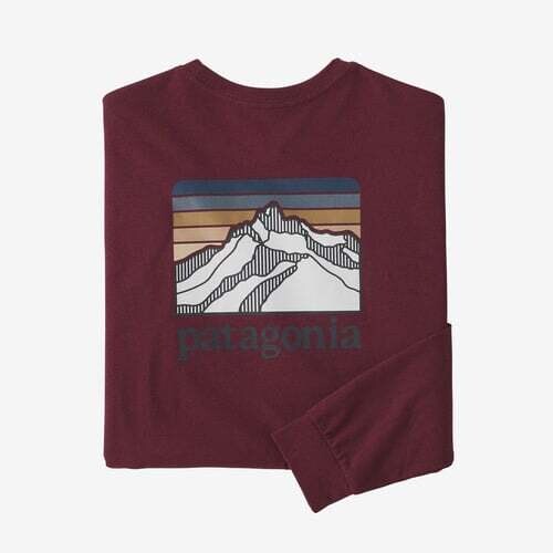 Patagonia M&#39;s Long-Sleeved Line Logo Ridge Responsibili-Tee, Color: Sequoia Red (SEQR), Size: M