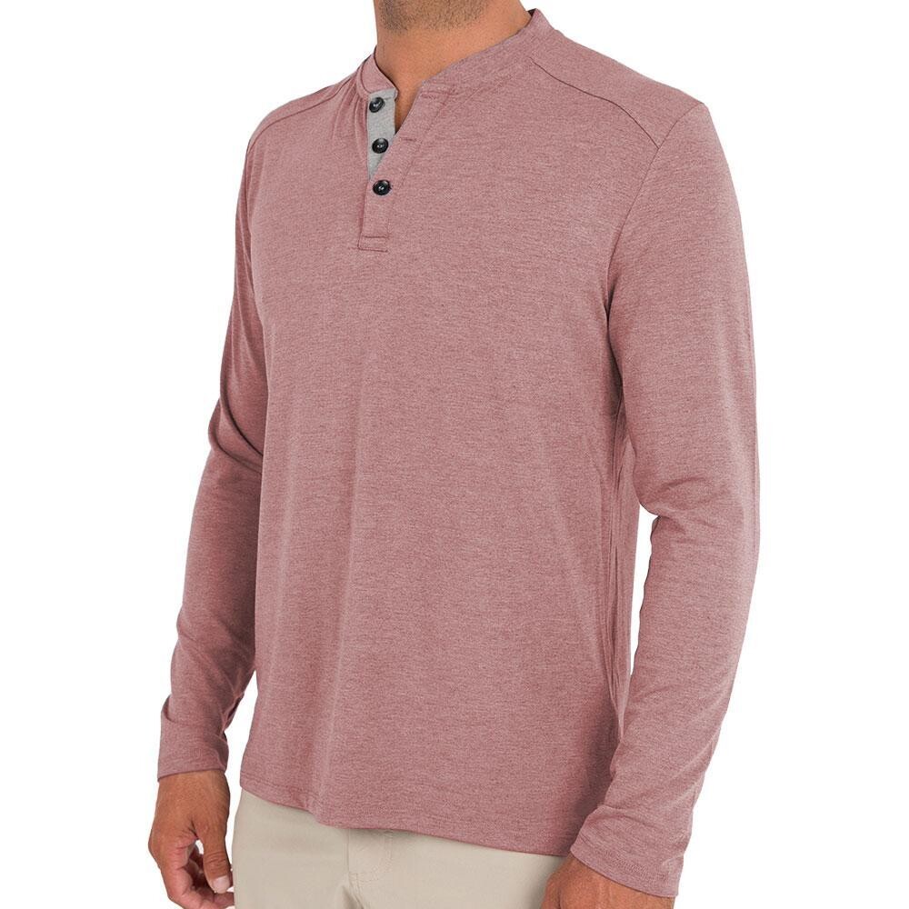 Free Fly M&#39;s Bamboo Flex Henley Heather Adobe Red 2XL