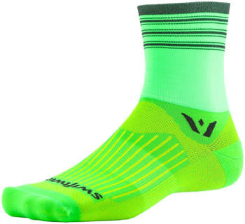 Swiftwick Aspire Four Stripe Socks - 4 inch, Green/Gray, Medium