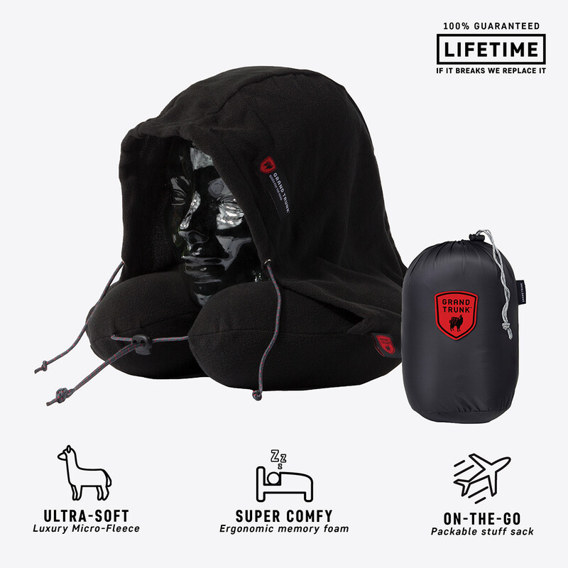 GrandTrunk Hooded Travel Neck Pillow Black