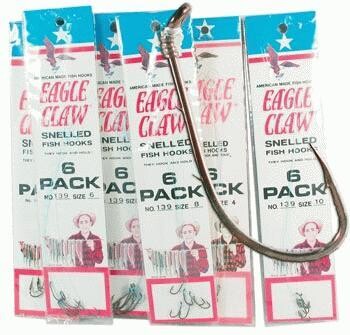 Eagle Claw Snelled Hooks #139-2 6 pk.