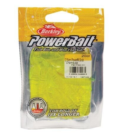 Berkley&#39;s Powerbait 2&quot; Grub Chartreuse 20 ct.