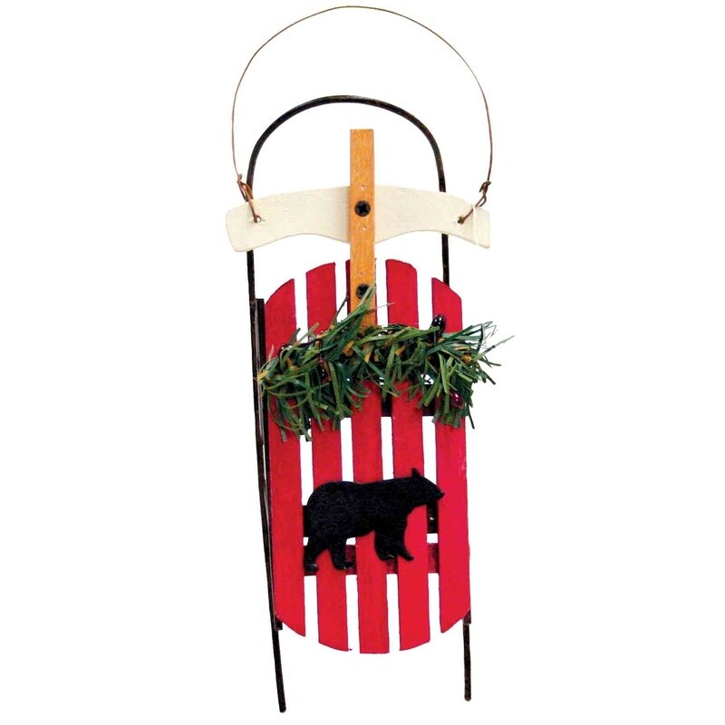 Sled w/ Bear Hangers Ornament 6/Box single