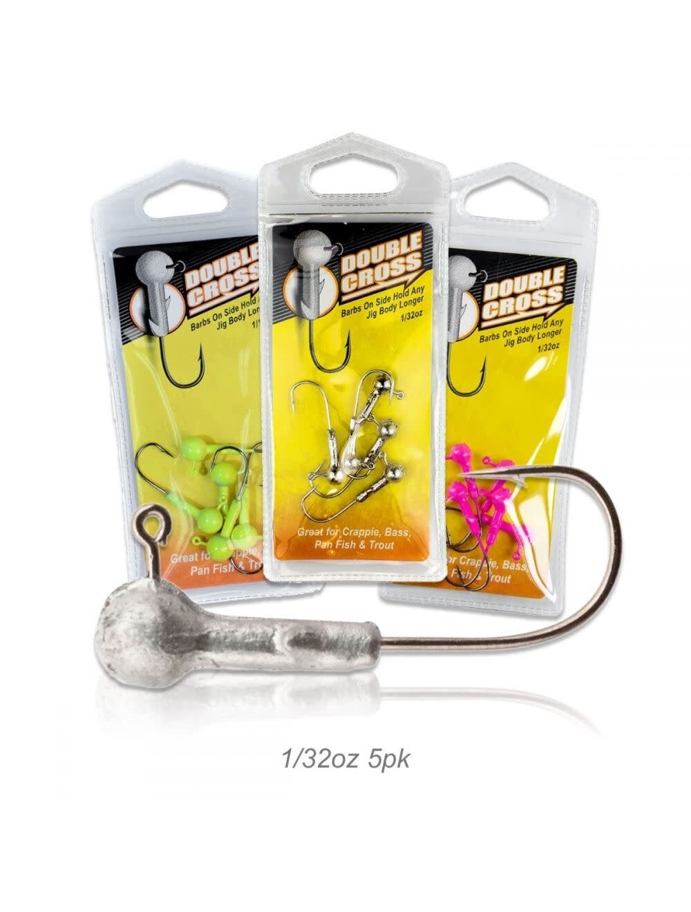 Crappie Mag Dbl Cross Jig Heads 1/32oz 5pak, Nkl