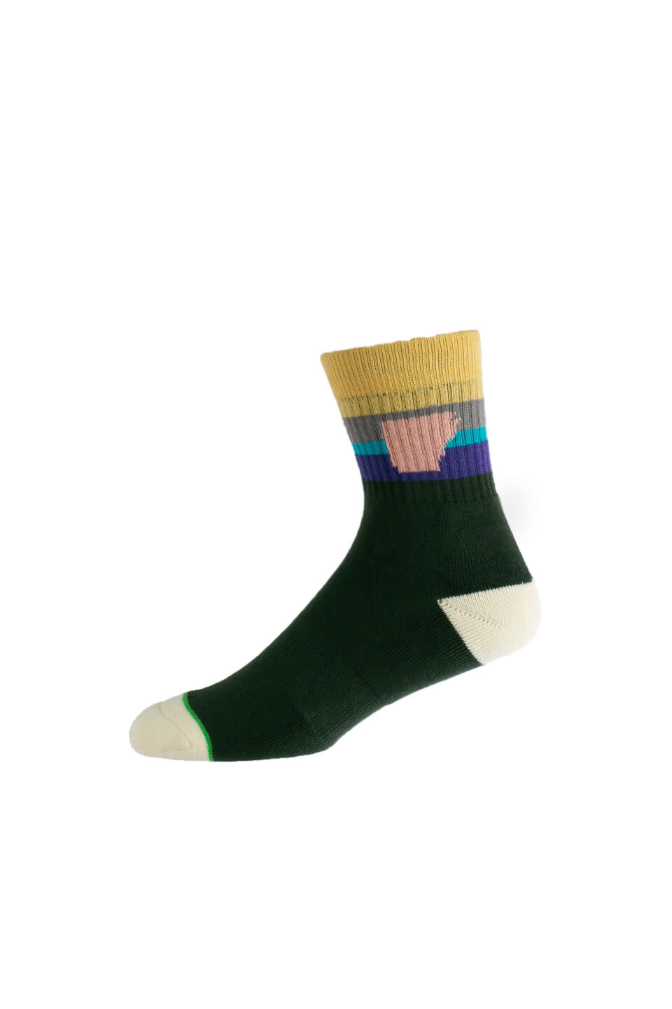 Arkansocks - The Tailgater Gorge Green/Lemon - Light Blue