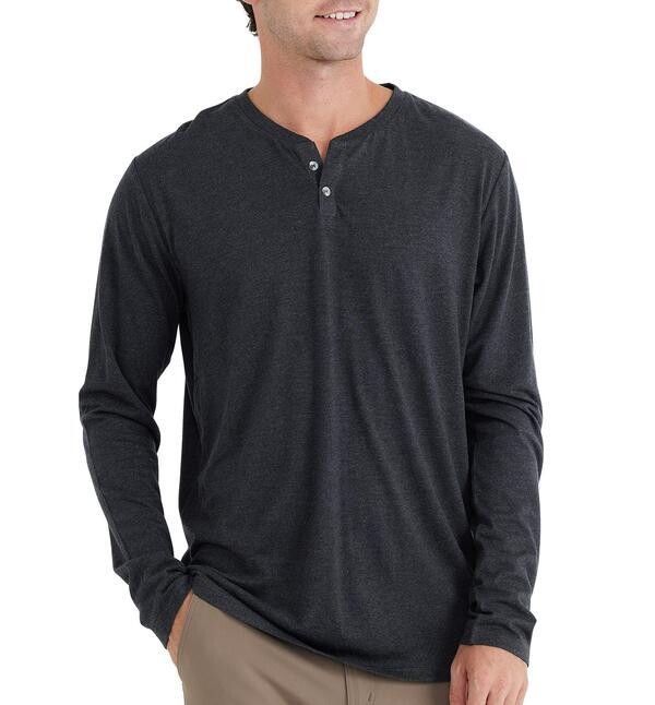 Free Fly M's Bamboo Heritage Henley Heather Black L
