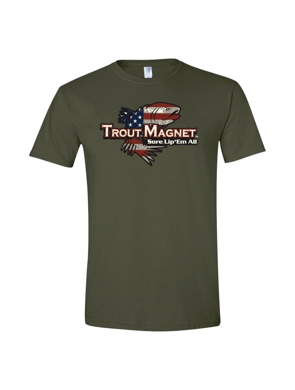 Trout Magnet American Flag w/Trout T-Shirt Green M
