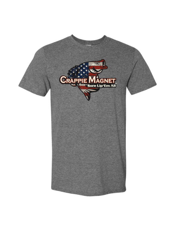 Crappie Magnet American Flag w/Trout T-Shirt Grey L