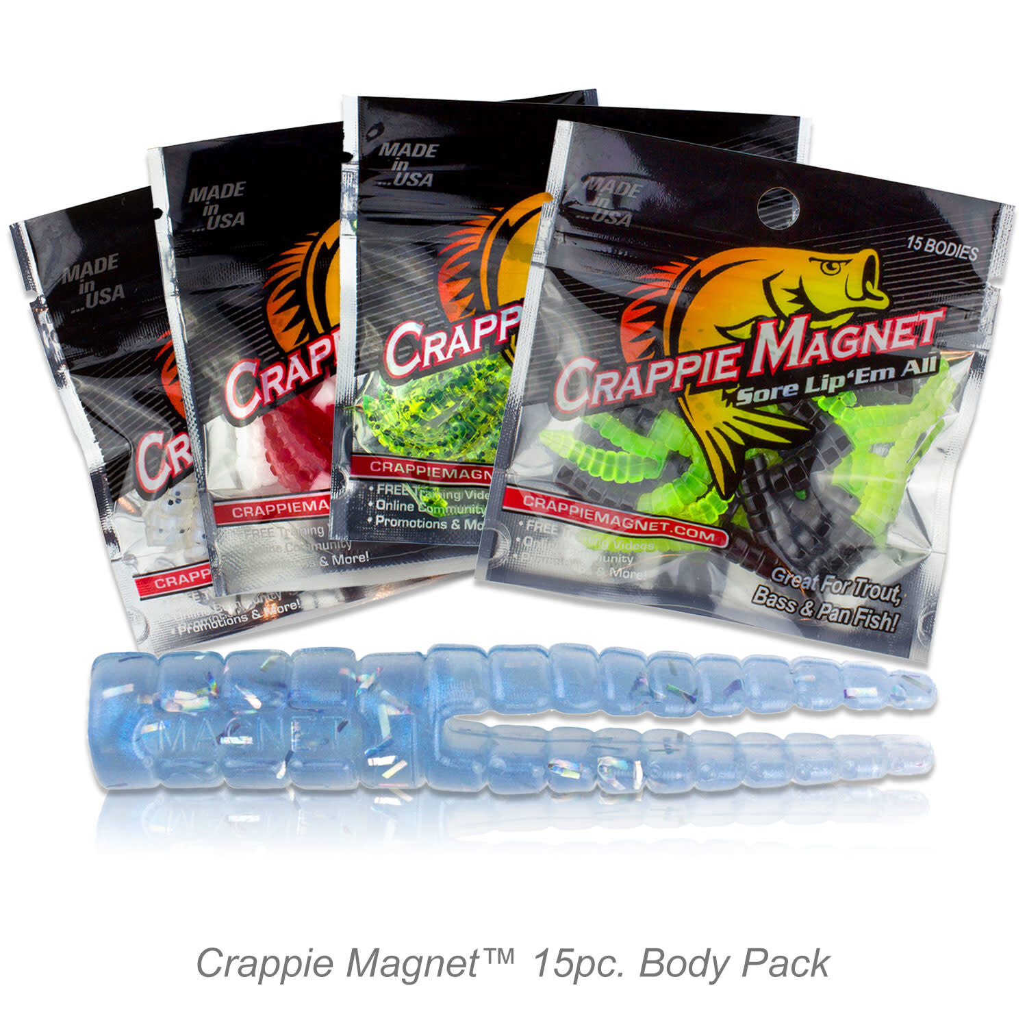 Crappie Mag 15pc Body Grn Red Flake