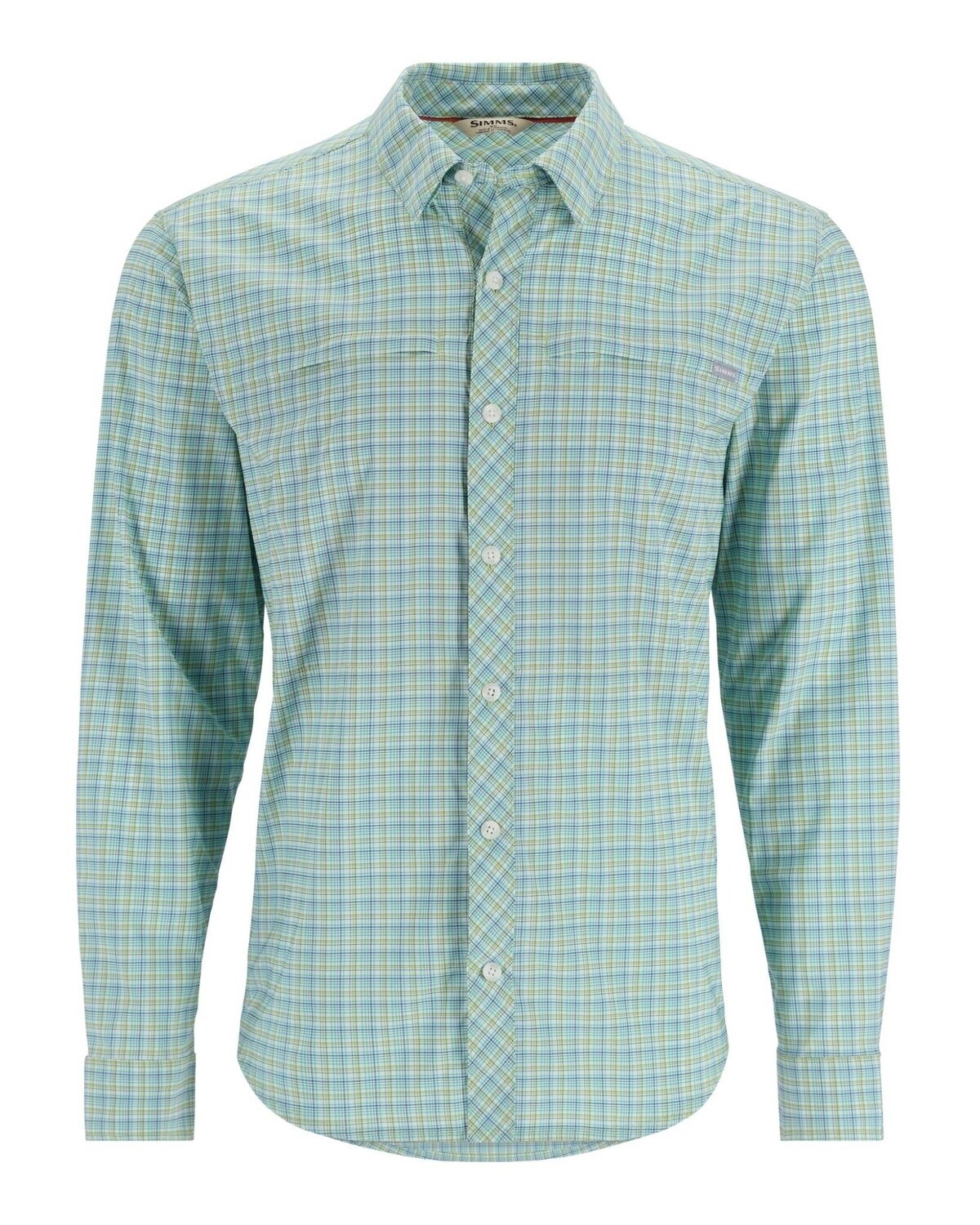 S23 Simms Stone Cold LS Shirt Lichen/Sea Breeze Retro Plaid M