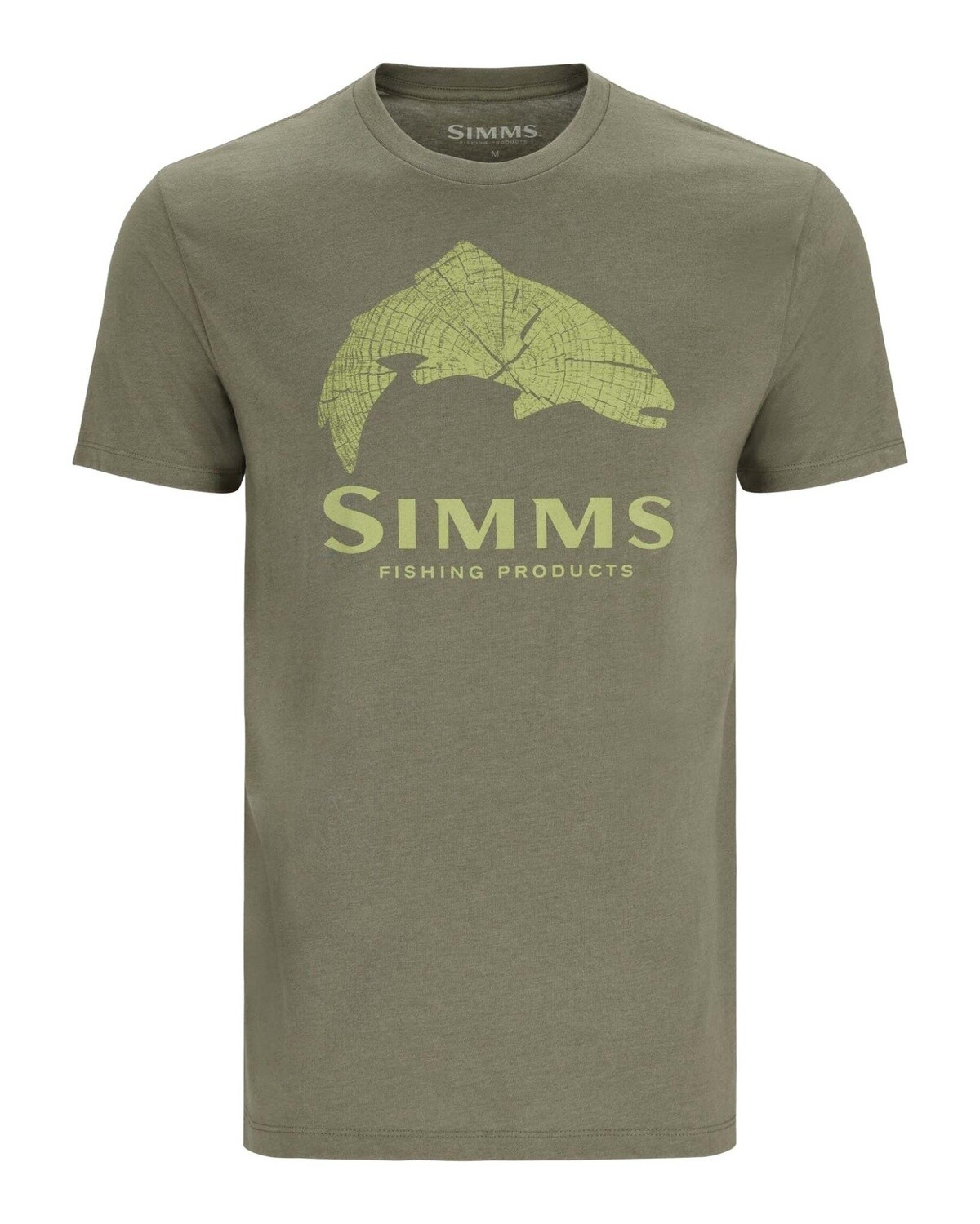 S23 Simms Wood Trout Fill T-Shirt Military Heather - Neon XL