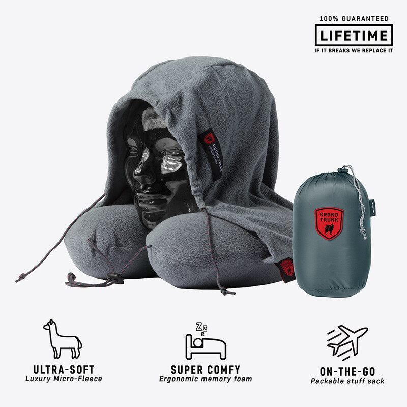 GrandTrunk Hooded Travel Neck Pillow Slate Gray