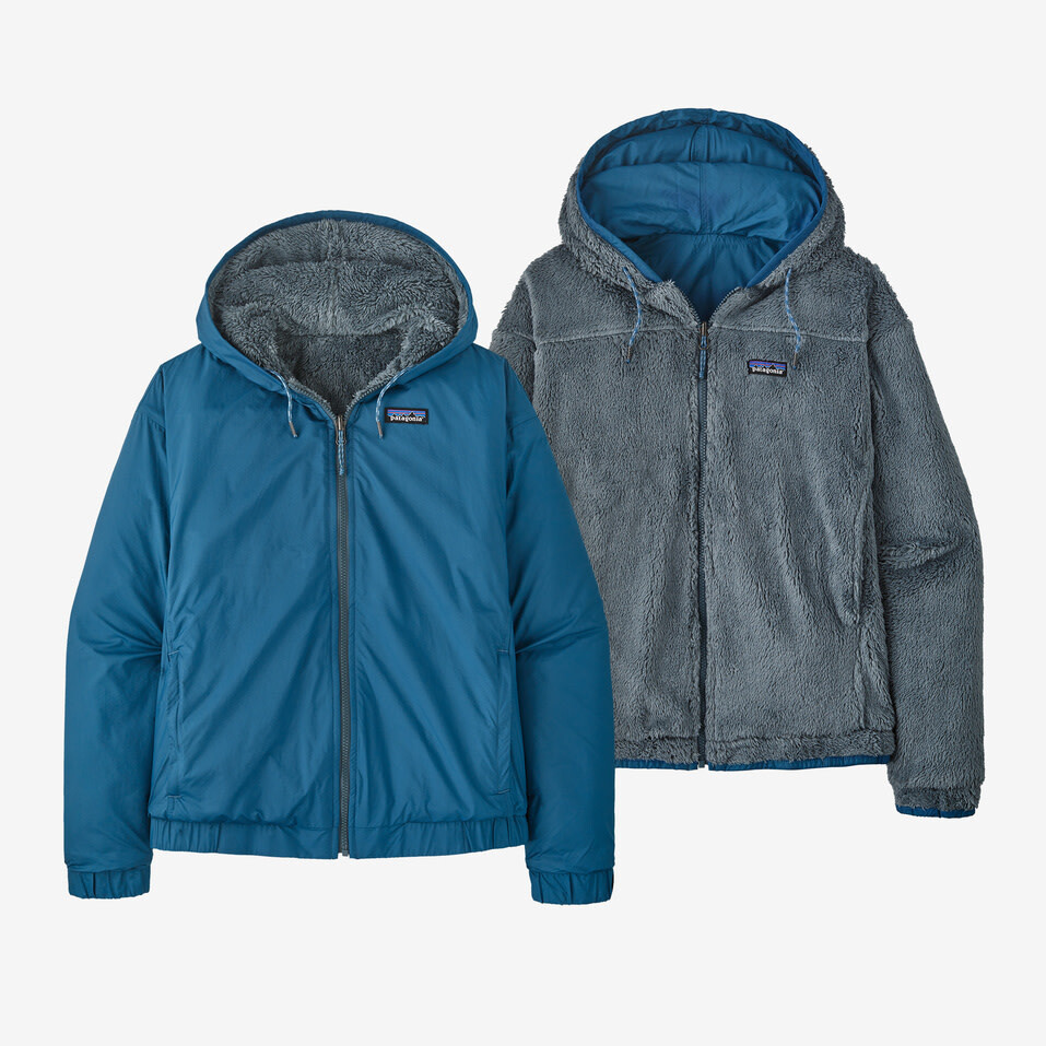 Patagonia W&#39;s Reversible Los Gatos Cambria Fleece Jacket Wavy Blue (WAVB) XL