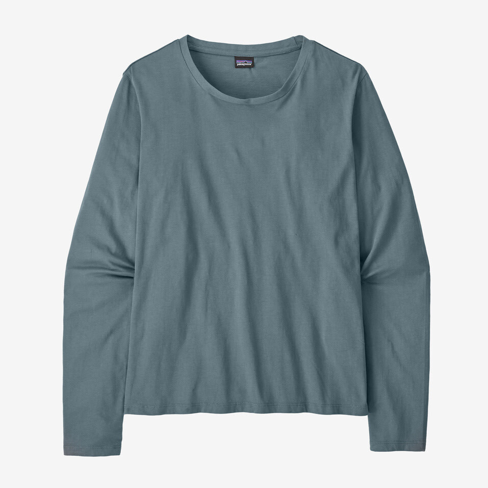 Patagonia W&#39;s Long-Sleeved Regenerative Organic Certified Cotton Tee Plume Grey (PLGY) XL