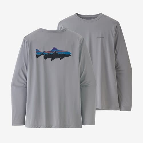 Patagonia M's Long-Sleeved Capilene Cool Daily Fish Graphic Shirt Fitz Roy Trout: Salt Grey (FTGY) M