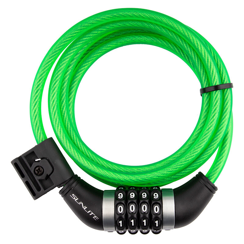 Lock Sunlt Cbl 8mmx6f Com w/Bkt Coil L-Grn