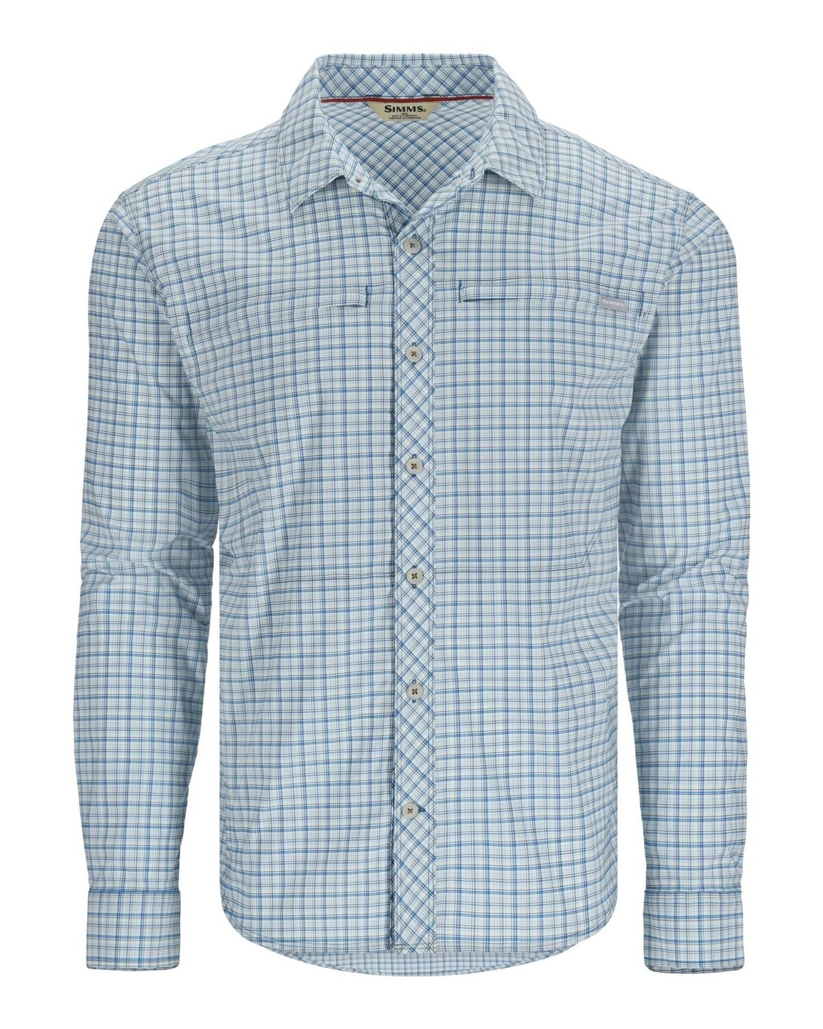 S23 Simms Stone Cold LS Shirt Sky/Nightfall Retro Plaid M