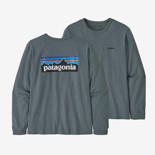 Patagonia W&#39;s Long-Sleeved P-6 Logo Responsibili-Tee Plume Grey (PLGY) XL