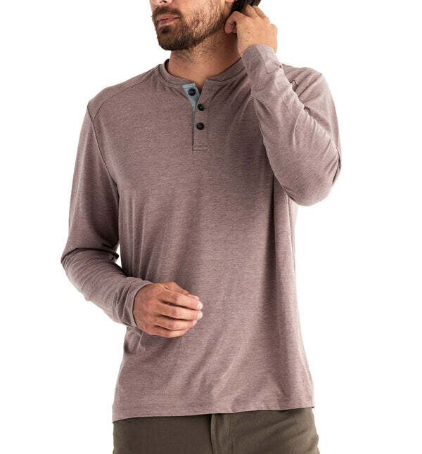 Free Fly M's Bamboo Flex Henley Heather Mustang XL