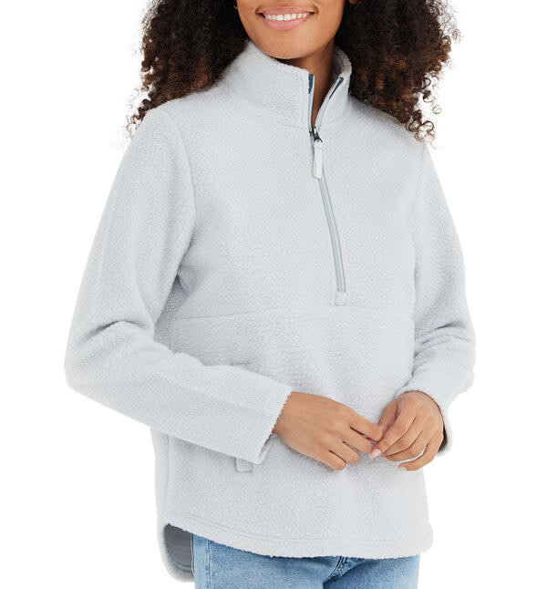 Free Fly W&#39;s Bamboo Sherpa Fleece Half Zip Light Grey XL