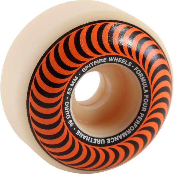 Wheels -SF F4 99a CLASSIC SWIRL 53mm WHT W/ORANGE-4pak