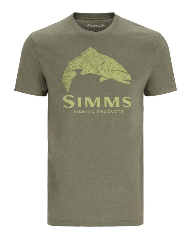 S23 Simms Wood Trout Fill T-Shirt Military Heather - Neon L