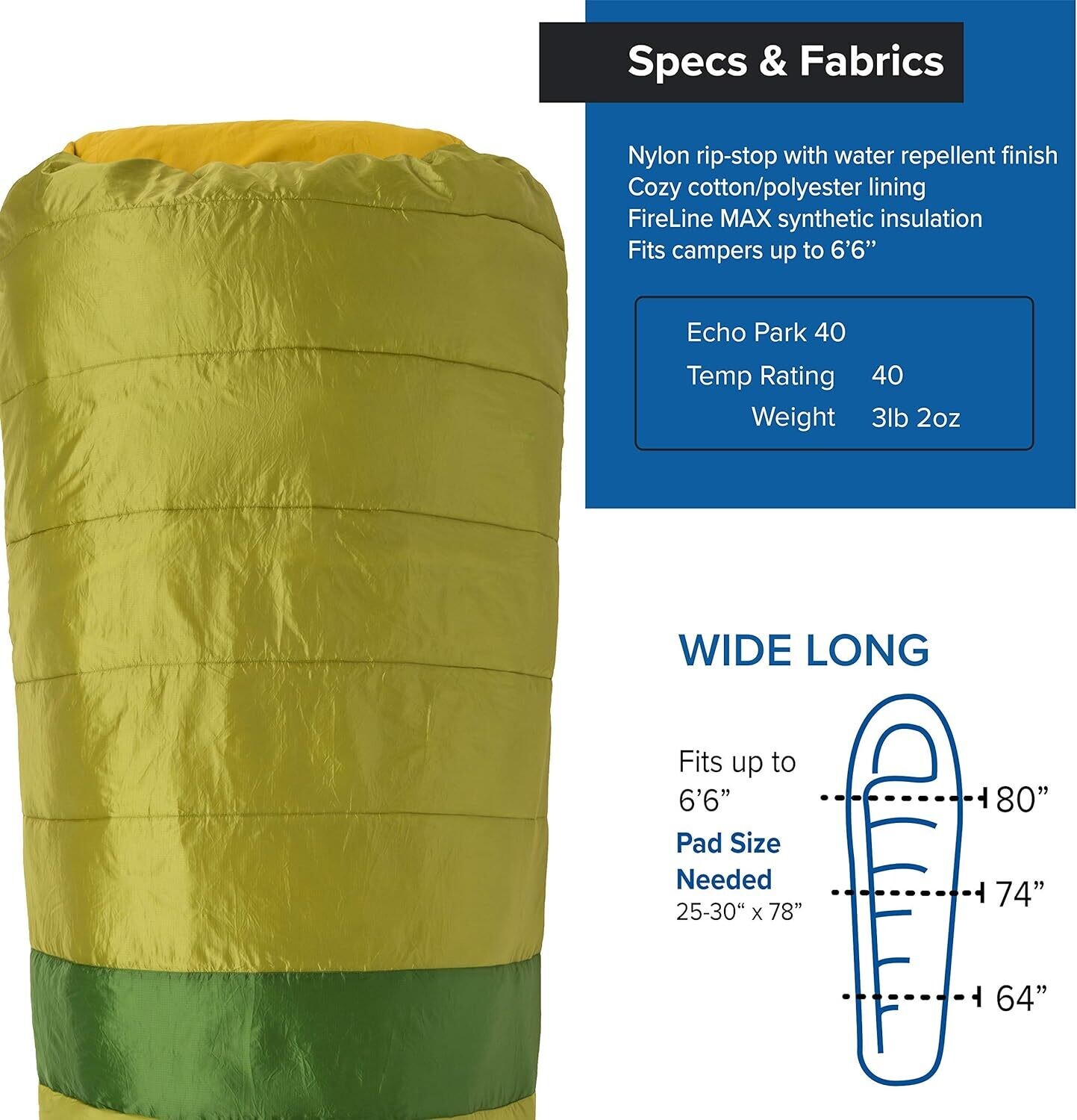 Big Agnes Echo Park 40* Sleep System Bag Wide Long