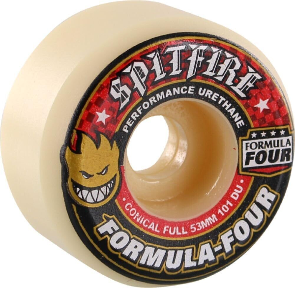 Wheels -SF F4 101a CONICAL FULL 53mm WHT W/RED - 4pak