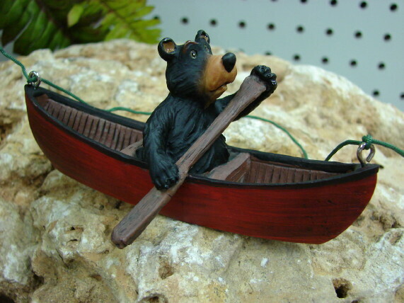 Willie Bear Paddling Canoe 4&quot; Ornament
