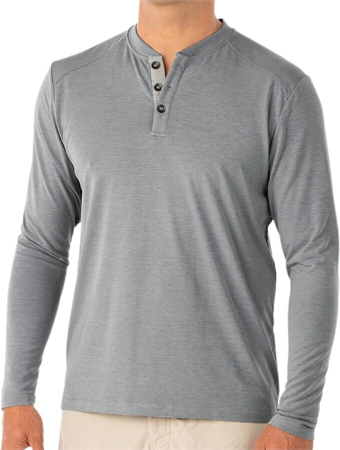 Free Fly M&#39;s Bamboo Heritage Henley Blue Dusk XL