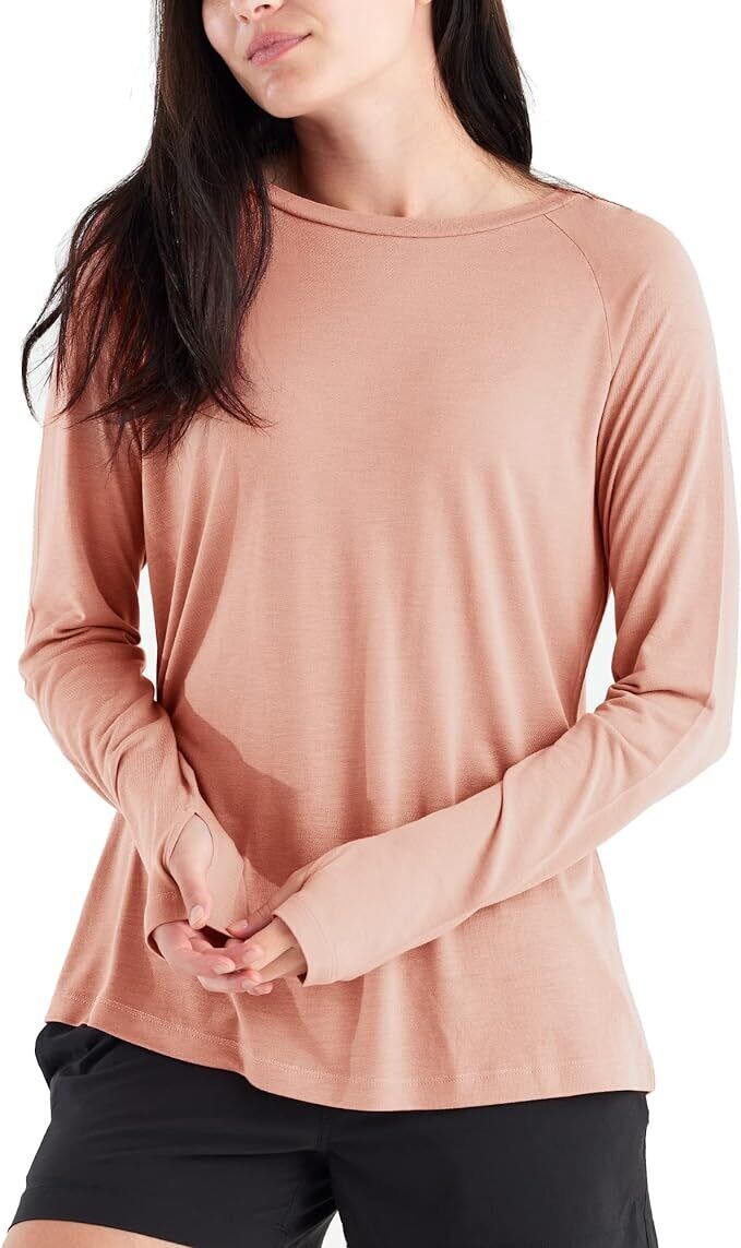 Free Fly W&#39;s Bamboo Lightweight Long Sleeve Orange Dusk M