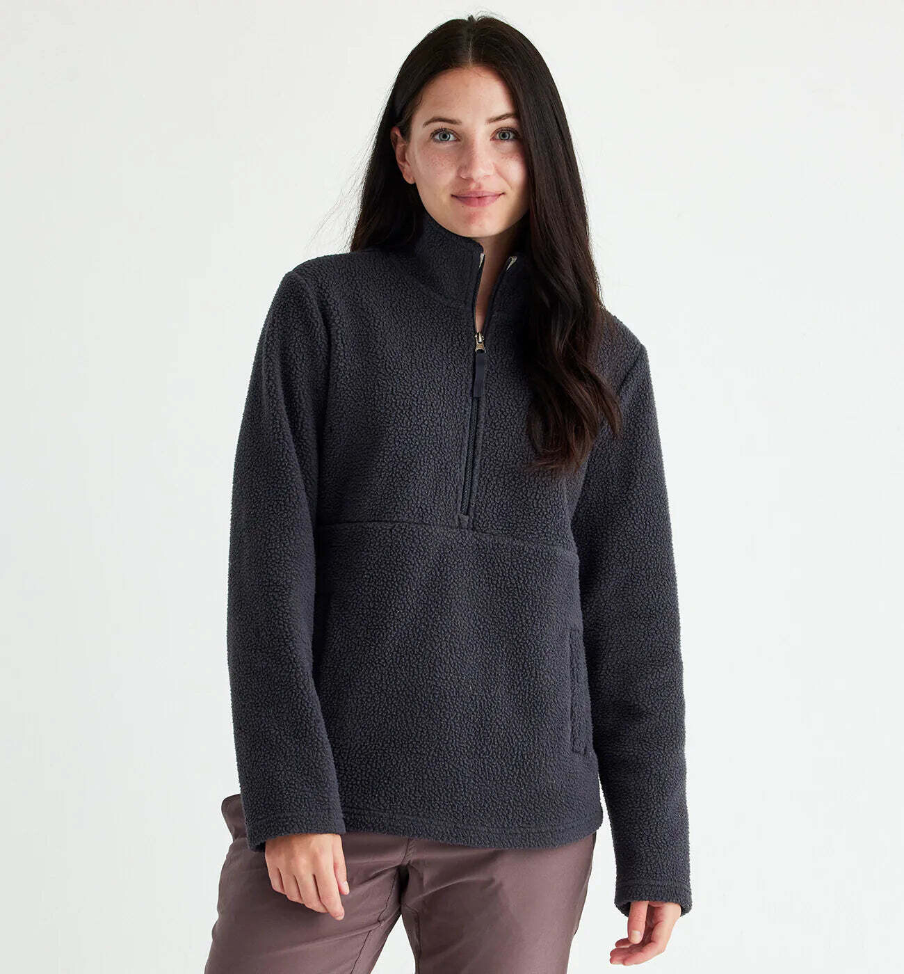 Free Fly W&#39;s Bamboo Sherpa Fleece Half Zip Abyss L