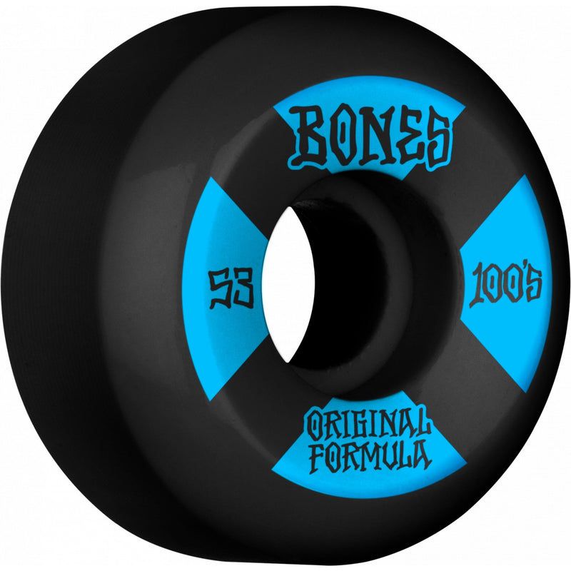 Wheels -BONES 100&#39;s OG V5 #4 53mm BLACK W/BLU-4pak