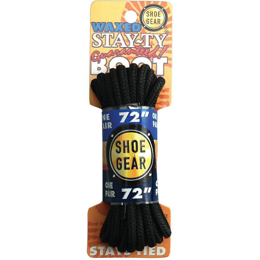 WAXED BOOT LACES 72&quot; BLK/BLK